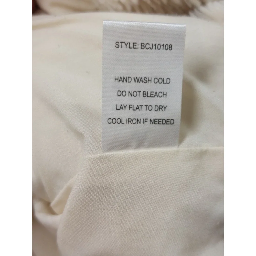 Kendall & Kylie Women Fur Jacket‎ M Cream Mock Neck Full Zip Long Sleeve Thermal